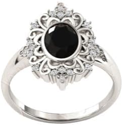 Oval Cut 1.5 CT Black Onyx Engagement Ring Vintage Black Onyx Wedding Ring for Women Art Deco Engagement Ring Antique Black Onyx Unique Bridal Ring