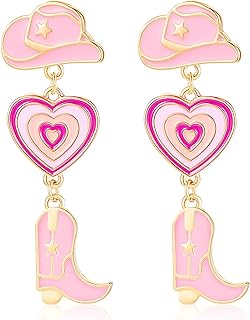 Western-Style Alloy Cowboy Boot Stud Earrings with Push Back Design for Women and Girls
