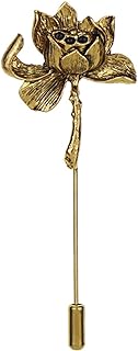 Ancient Lotus Brooch Pin for Men Women Personalized Vintage Gold Silver Carved Pool Pond Flower Elegant Traditional Suit Clothes Dress Decoration Jewelry Gifts