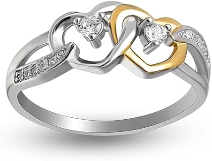 Ginger Lyne Collection Together Promise Ring for Women Double Hearts 925 Sterling Silver AAA Cubic Zirconia Engagement or Bridal Jewelry