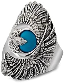 925 Sterling Silver Men's Turquoise Wedding Ring with Elegant Eagle Design for Him - Size 8 to 12