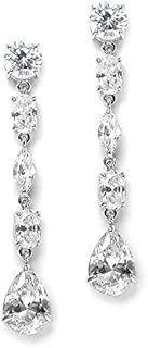Mariell Cubic Zirconia Crystal Dangle Bridal Earrings, 2 Inches Long, Silver CZ Crystal Jewelry for Weddings, Brides, Bridesmaids, Mother of the Bride