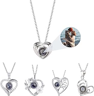 Lobster Clasp Heart Photo Pendant Necklace in 925 Sterling Silver Cable Chain, Personalized Projection Keepsake, Perfect Gift for Women - Customizable Design