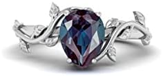 925 sterling silver Alexandrite ring color changing ring pear shaped twig ring branches vine ring leaf ring engagement ring for women