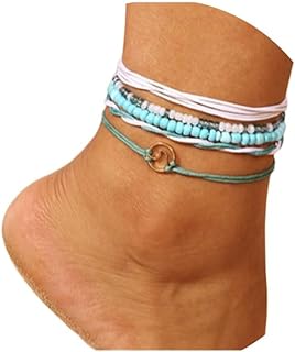 Artmiss Boho Anklet String Wave Bracelets Beach Anklets Cute Anklets Waterproof Adjustable Stretchy Anklets for Women and Girls