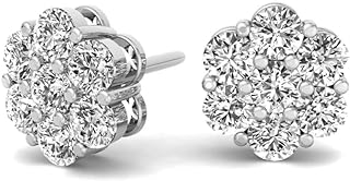 Mens Women's Brilliant 925 Sterling Silver Flower Cluster Honey Comb Set Iced Cz Round Screw Back Stud Circle Hip Hop Hypoallergenic Cubic Zirconia Earrings