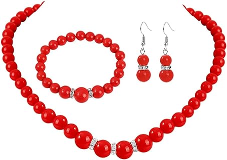 Timeless Black Faux Pearl Necklace, Earring, and Bracelet Set for Women - Classic Crystal Spacer-Incorporated Design from China