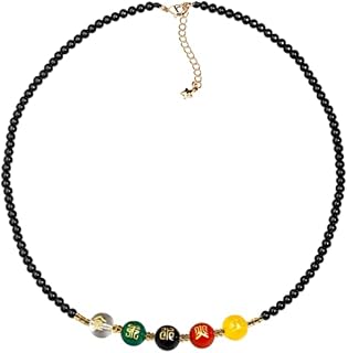 Lobster Clasp Multi-Coloured Agate Choker Necklace - Durable Ball Chain - Women's Feng Shui Five-Element Design - Attracts Wealth and Good Luck