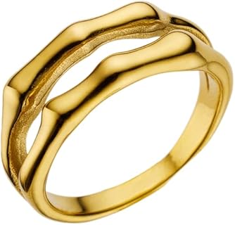 Jude Jewelers Stainless Steel Bamboo Bone Style Double Band Wedding Statement Anniversary Ring