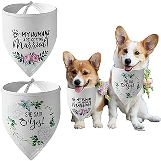 Engagement Gifts, YUDANSI Engagement Dog Bandanas 2 Pack, Wedding Pet Scarf, My Humans are Getting Married Gift to Dog Lover, Engagement Props for Dog Dress up, Small Medium Large Breed Sized Dog