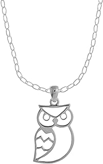 Spring Ring Clasp Sterling Silver Owl Pendant Necklace with Link Chain for Nature and Style Lovers