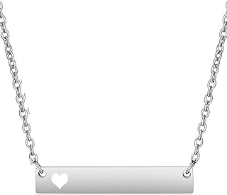 Cubic Zirconia Embellished Stainless Steel Bar Choker Necklace for Women, Heart Charm Design by Jude Jewelers