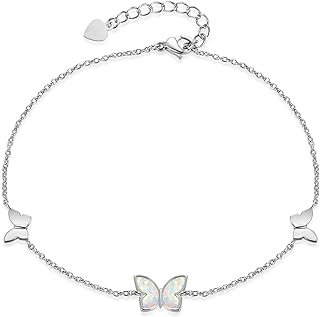 CiNily Opal Anklet Bracelet White Gold Plated Butterfly/Starfish Jewelry Gifts for Women Teens