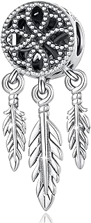 Vito Sterling Silver Charm Beads for Bracelets, Cross, Flower, Heart, Dreamcatcher, Snowflake, Hamsa, Tree of Life, Vintage European Bead Mother's Day Jewelry Gift for Women Mom，[Many Options]