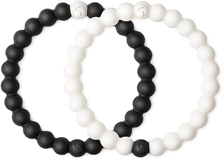 Lokai Silicone Beaded Bracelets for Men & Women - Black & White Matching Bracelets, Couples Friendship Bracelets - Jewelry Fashion Bracelet Slides-On for Comfortable Fit