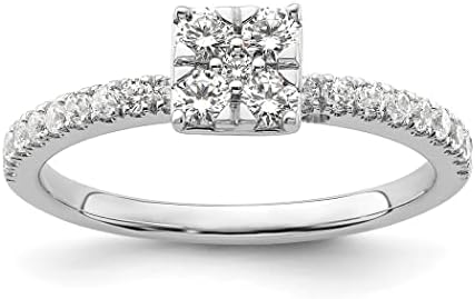 14K White Gold, Lab Grown White Diamond Cluster Engagement Ring, Promise Design, Women's Size 7