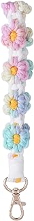 Lobster Clasp Bohemian Style Daisy Macrame Keychain Wristlet Bracelet - Handmade Colorful Cotton Cord for Vibrant Accessory Lovers - Floral Design