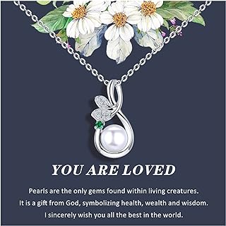 Pearl Necklace for Women Natural Freshwater Pearl with 925 Sterling Silver Single Pearl Pendant Necklace Gift for Mom Wife Her from daughter son