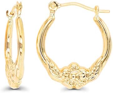 14K Yellow Gold Multiple Shapes of Hoop Earrings with Hinged Clasp | Wings & Heart, Dove and Cherub| Solid Gold Earrings for Women and Girls