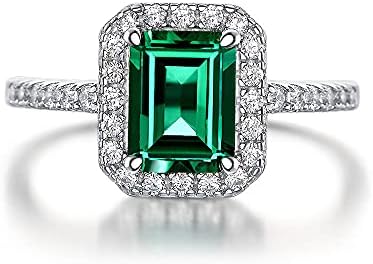 S925 1.8ct Lab-created Emerald Ring Halo Diamond Bands Engagement Ring Wedding Ring Sterling Silver Cubic Zirconia Fine Jewelry For Women