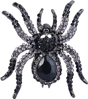 EVER FAITH Women's Austrian Crystal Vintage Style Halloween Gothic Spider Skull Brooch Pin