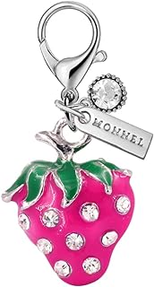 Lobster Clasp Pink Crystal Strawberry Charm Bracelet for Women and Girls from China with Velvet Bag