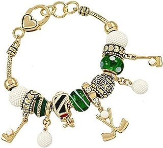 Goldtone Clasp Golf Charm Bracelet with Bead Chain, Perfect for Golf Enthusiasts, by Lola Bella Gifts