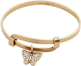Gold Butterfly Charm Bangle Bracelet for Statement Style Lovers, Expandable Design, Rafaelian Style - Alex and Ani AA546222RG