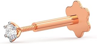 2.33mm/2.4mm/4.25mm Real Diamond Nose Ring 14K Gold Nose Stud in 18, 19 & 19.5 Gauge/Diamond Nose Stud For Women Diamond Color- G-H Diamond Clarity- I1-I2 Mothers Day Jewelry Gifts for Mom