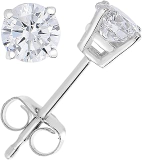 VS1 Lab Grown Diamond Stud Earrings 14K White Gold with Push Back Closure for Women in Round Design
