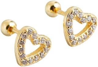 14K White Gold Moissanite Heart Stud Earrings with Diamond Gems – Perfect Love Jewelry for Her, Exquisite Open Heart Design