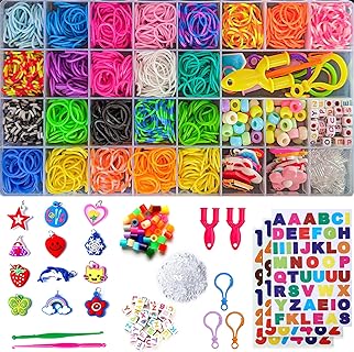 Kid-Friendly Momo's Den Rainbow Loom Bead Bracelet Kit in Vibrant Colors, Best Gift for Creative Fun, Ideal for Birthday & Easter with Premium Accessories for Jewelry Design