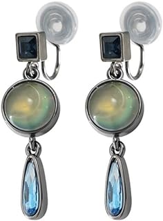 Vintage Clip On Drop Earrings for Women Non Piercing Earrings Crystal Dangle Earrings Non Pierced Earrings Fashion Jewelry Gift for Women Girls