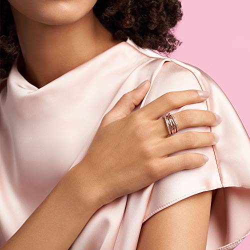 Pandora Sparkling & Polished Lines Entwined Ring - Rose Gold Ring for Women - Chic Cocktail Ring - Gift for Her - 14k Rose Gold-Plated Rose with Cubic Zirconia - Size 6