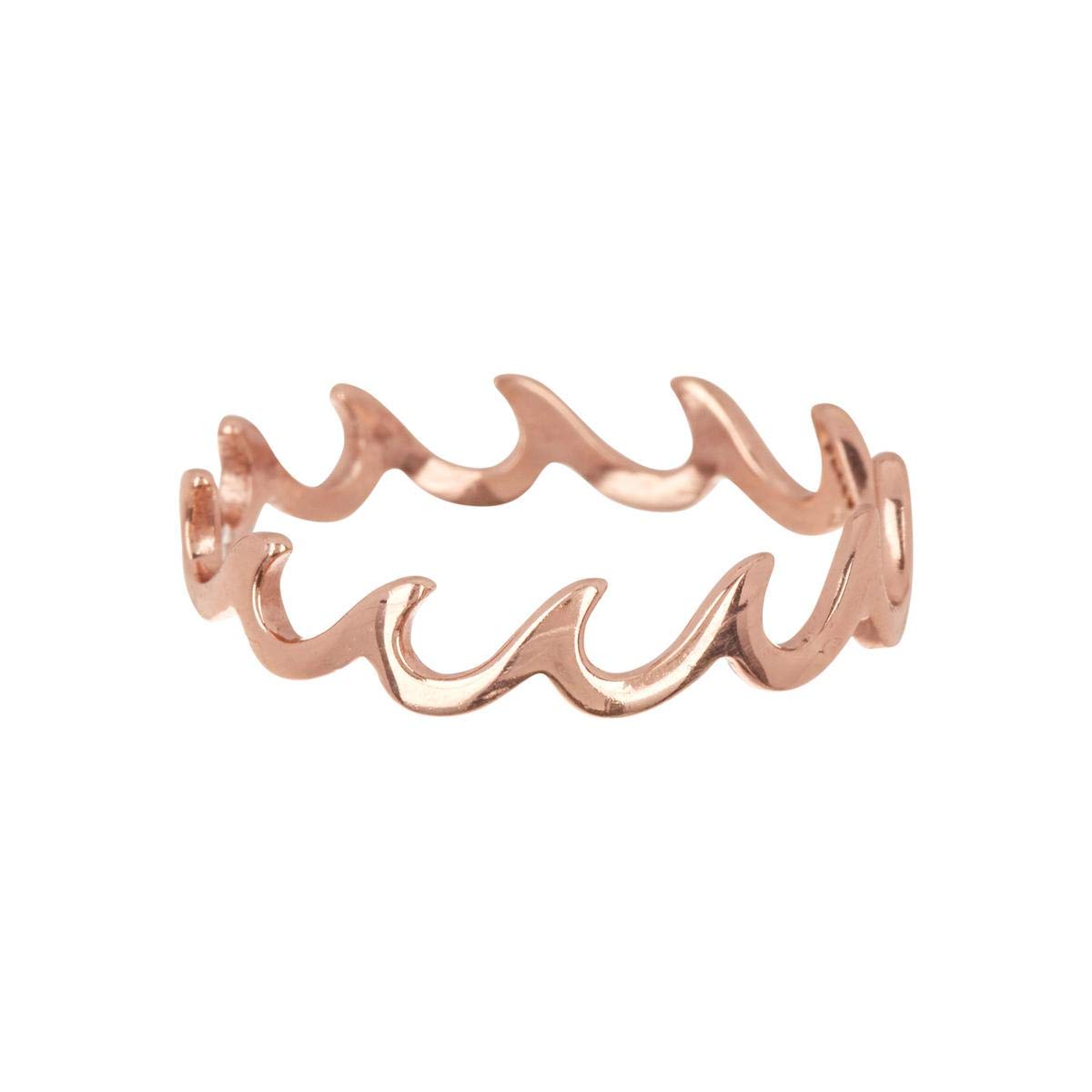 Pura Vida Silver or Rose Gold Wave Band Ring - .925 Sterling Silver, Plating Accessories Sizes 5-9