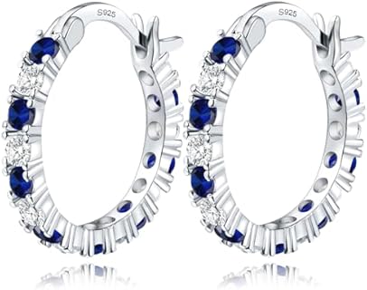 S925 Sterling Silver Earrings Hoop and Stud Sets for Women Trendy 14K White Gold Plated Hypoallergenic Cubic Zirconia Hoops Cute Lightweight Earrings Jewelry Birthday Gifts for Mom Girls