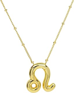 18K Gold-Plated Bubble Constellation Necklace for Women with Lobster Claw Clasp and Cable Chain, Zodiac Spirit Design, Dainty Letter Pendant Charm