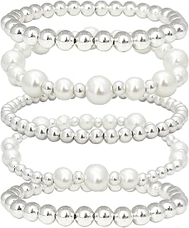 Gold-Beaded Minimalist Bracelet Set for Women with Bead Chain and Lobster Claw Clasp - Bronze and Stone 14K Stackable Bracelets