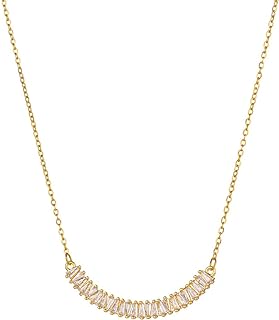 18k Gold Plated Crystal Smile Pendant Necklace Simple Chain Smile Small Pendant for Women Girls Birthday Gifts