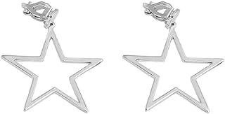 Hollow Star Clip-On Earrings in Silver Plated Alloy for Women and Girls - Non-Piercing, Hypoallergenic Jacket Design