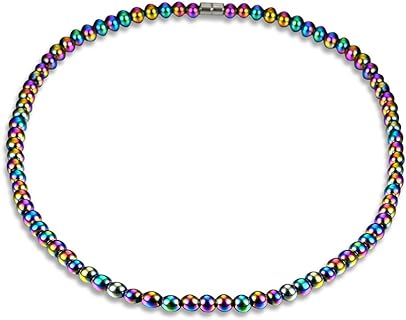 Unisex Hematite Bead Necklace with Magnetic Clasp and Cable Chain, Perfect for Health-Conscious Individuals, Cable Design