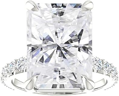 Exquisite 10 Carat Moissanite Engagement Ring, Radiant Star Design in Sterling Silver for Women