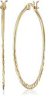 Amazon Collection Sterling Silver Hammered Hoop Earrings
