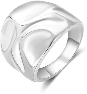 Gold Rings for Women, Fashion 18K Gold Plated Ring Statement Chunky Ring Band Flower Mask Design Cocktail Costume Jewelry for Girls Teens Gifts for Her