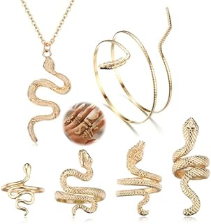 FASACCO Snake Jewelry Snake Bracelet Snake Arm Cuff Snake Rings Snake Necklcace Set Snake Accessories Snake Jewelry for Women