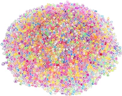 SEWACC Round Fluorescent Glass UV Bracelet Beads in Vibrant Colors for Craft & Jewellery Making, Small Size