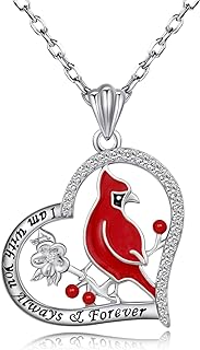Lobster Claw Clasp+S925 Fingerprint Pendant Necklace+Box Chain+Cubic Zirconia Gem+For Women and Girls+Cardinal Bird/Remembrance Design