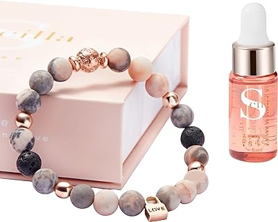 Chakra Crystals and Lava Rock Bracelet with Good Sleep Oil, Anxiety Bracelet for Women, Premium Real Beaded Aromatherapy Diffuser, Yoga Meditation Accessories, Spiritual Self Care Gifts