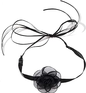 Flower Choker Necklace Black Velvet Flower Choker Rose Choker Big Flower Collar Choker Necklace Camellia Flower Long Velvet Choker for Women Girls Bride Wedding Party Summer Necklaces
