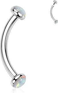 12mm G23 Titanium Belly Button Ring by GAGABODY - Versatile Piercing Jewelry with Opal Gem, Perfect for Cartilage, Eyebrow, Labret - Nickel-Free, Comfortable, and Safe Body Accessory